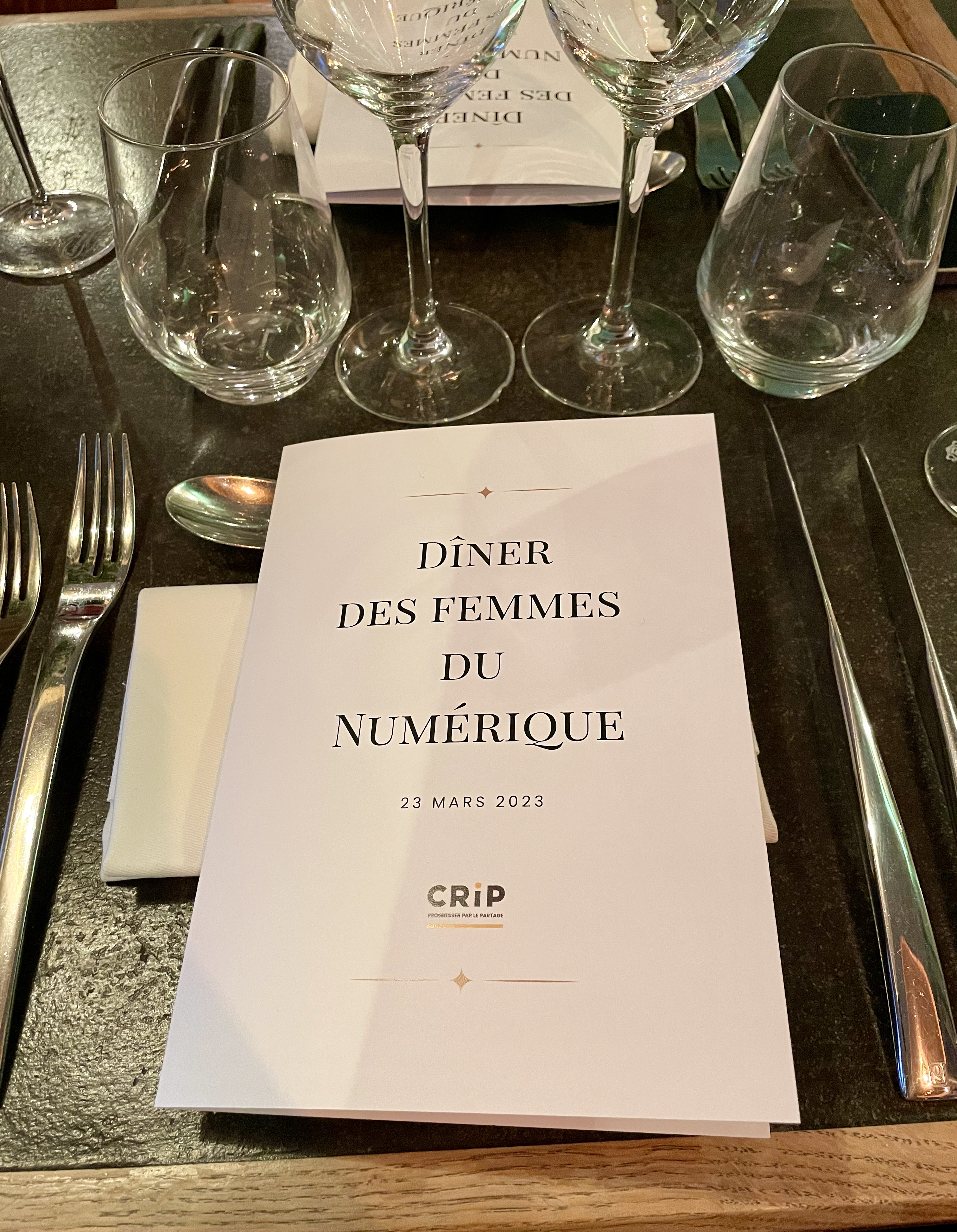 menu du dîner des CRiPiennes